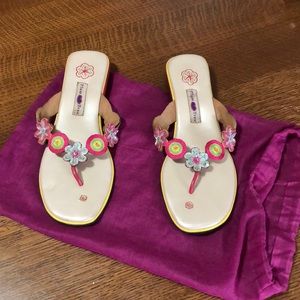 Handmade Once Worn Leather Floral Sandals